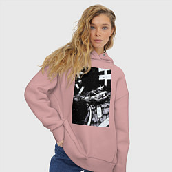 Толстовка оверсайз женская Гонки манга, цвет: пыльно-розовый — фото 2