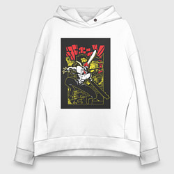 Толстовка оверсайз женская Человек-бензопила Денджи воплощение демона, цвет: белый