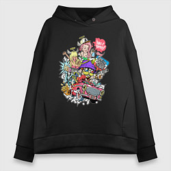 Толстовка оверсайз женская Делай всё по-своему, цвет: черный