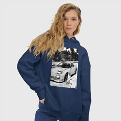 Толстовка оверсайз женская Mazda rx-7 авто, цвет: тёмно-синий — фото 2