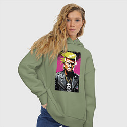 Толстовка оверсайз женская Trumps not dead - motto, цвет: авокадо — фото 2
