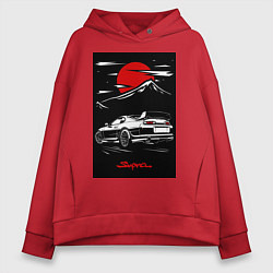 Толстовка оверсайз женская Toyota Supra jdm гоночный, цвет: красный