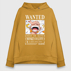 Толстовка оверсайз женская Monkey D Luffy - wanted, цвет: горчичный