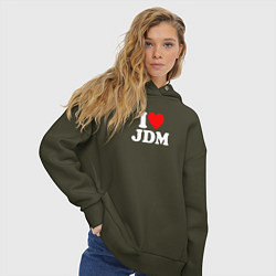 Толстовка оверсайз женская I love JDM, цвет: хаки — фото 2