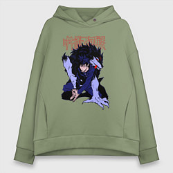 Толстовка оверсайз женская Магическая битва Мегуми гончая, цвет: авокадо
