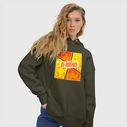 Толстовка оверсайз женская Аля иногда кокетничает со мной по-русски - Я знаю, цвет: хаки — фото 2