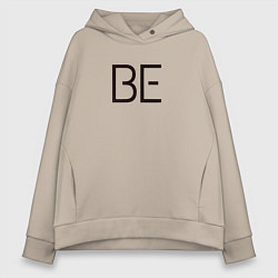 Толстовка оверсайз женская BTS надпись be, цвет: миндальный