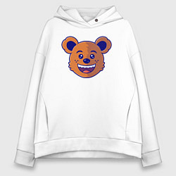 Толстовка оверсайз женская Весёлый мишка, цвет: белый