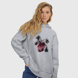 Толстовка оверсайз женская Увядшее сердце, цвет: меланж — фото 2