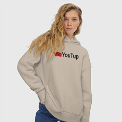 Толстовка оверсайз женская Youtup youtube, цвет: миндальный — фото 2