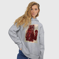 Толстовка оверсайз женская Медведь боксер, цвет: меланж — фото 2