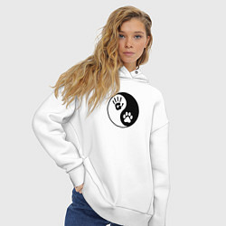 Толстовка оверсайз женская Инь ян символ квадробика, цвет: белый — фото 2