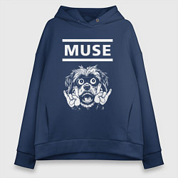 Толстовка оверсайз женская Muse rock dog, цвет: тёмно-синий