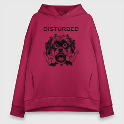 Толстовка оверсайз женская Disturbed - rock dog, цвет: маджента