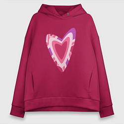 Толстовка оверсайз женская Стилизованное сердце без фона, цвет: маджента