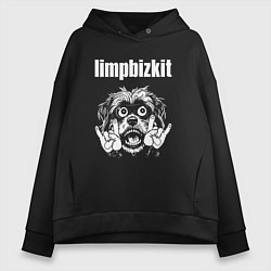 Толстовка оверсайз женская Limp Bizkit rock dog, цвет: черный