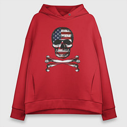 Толстовка оверсайз женская Skull USA, цвет: красный