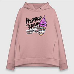 Толстовка оверсайз женская Horror ice cream, цвет: пыльно-розовый