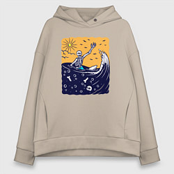 Толстовка оверсайз женская Скелетик в море, цвет: миндальный