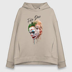 Толстовка оверсайз женская Джокер и Харли, цвет: миндальный