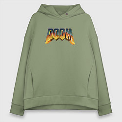Толстовка оверсайз женская Doom логотип, цвет: авокадо