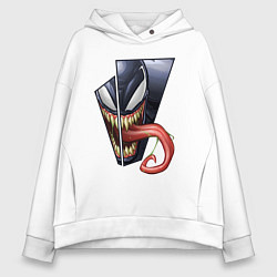 Толстовка оверсайз женская Venom with tongue sticking out, цвет: белый