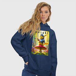 Толстовка оверсайз женская Пикачу - рыцарь на мухоморе, цвет: тёмно-синий — фото 2