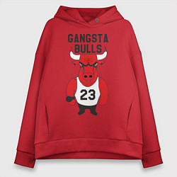 Толстовка оверсайз женская Gangsta Bulls 23 цвета красный — фото 1