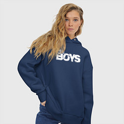 Толстовка оверсайз женская The boys logo, цвет: тёмно-синий — фото 2
