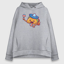 Толстовка оверсайз женская Мексиканский такос, цвет: меланж