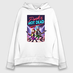 Толстовка оверсайз женская Punks not dead - Rick and Morty, цвет: белый