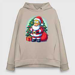 Толстовка оверсайз женская Santa Simpson - ai art, цвет: миндальный