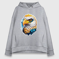Толстовка оверсайз женская Яркая голова орла, цвет: меланж