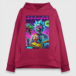 Толстовка оверсайз женская Rick and Morty - racing esports, цвет: маджента