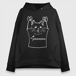 Толстовка оверсайз женская Shinedown - cat rock, цвет: черный