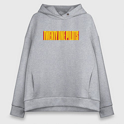 Толстовка оверсайз женская Twenty one pilots - color logo, цвет: меланж