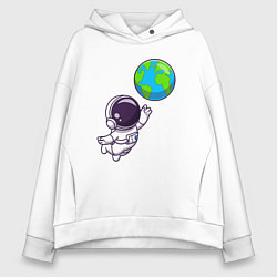 Толстовка оверсайз женская Прикосновение планеты, цвет: белый