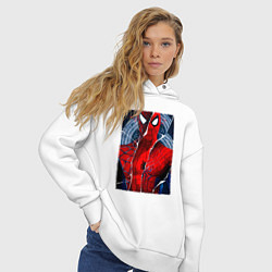Толстовка оверсайз женская Человек паук три паука, цвет: белый — фото 2