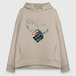 Толстовка оверсайз женская Рубик в воде, цвет: миндальный