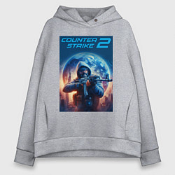 Толстовка оверсайз женская Counter Strike 2 - shooter, цвет: меланж