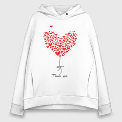 Толстовка оверсайз женская Thank you for your love, цвет: белый