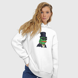 Толстовка оверсайз женская Лягушонок пепе, цвет: белый — фото 2