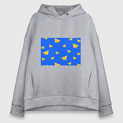 Толстовка оверсайз женская Желтый самолетик, цвет: меланж