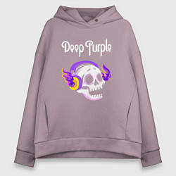 Толстовка оверсайз женская Deep Purple - неоновый череп, цвет: сиреневый