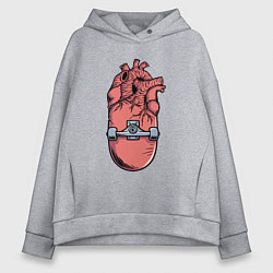 Толстовка оверсайз женская Скейт в сердце, цвет: меланж