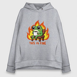 Толстовка оверсайз женская Frog - this is fine, цвет: меланж