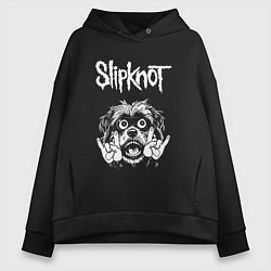 Толстовка оверсайз женская Slipknot rock dog, цвет: черный