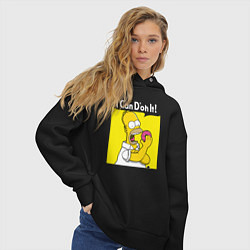 Толстовка оверсайз женская Гомер с пончиком, цвет: черный — фото 2
