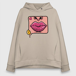 Толстовка оверсайз женская Smile and lips, цвет: миндальный