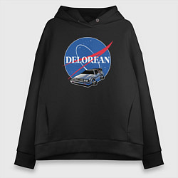 Толстовка оверсайз женская Space delorean, цвет: черный